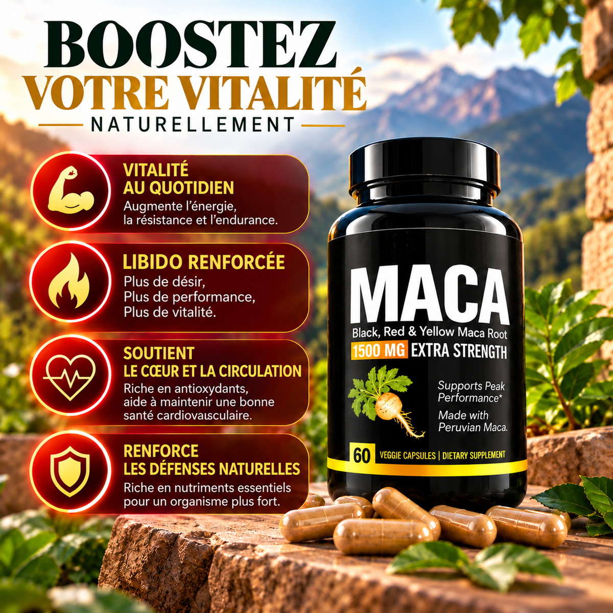 Triple Maca : Réveillez votre vitalité naturellement !