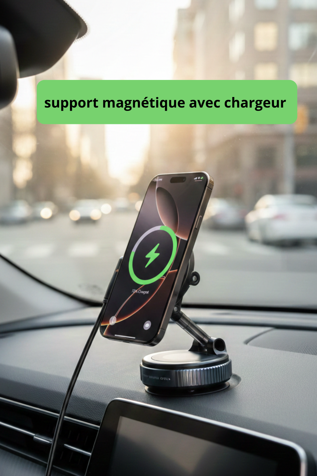 Support Magnétique Voiture avec Recharge Sans Fil – Fixation Ultra-Solide & Rotation 360°