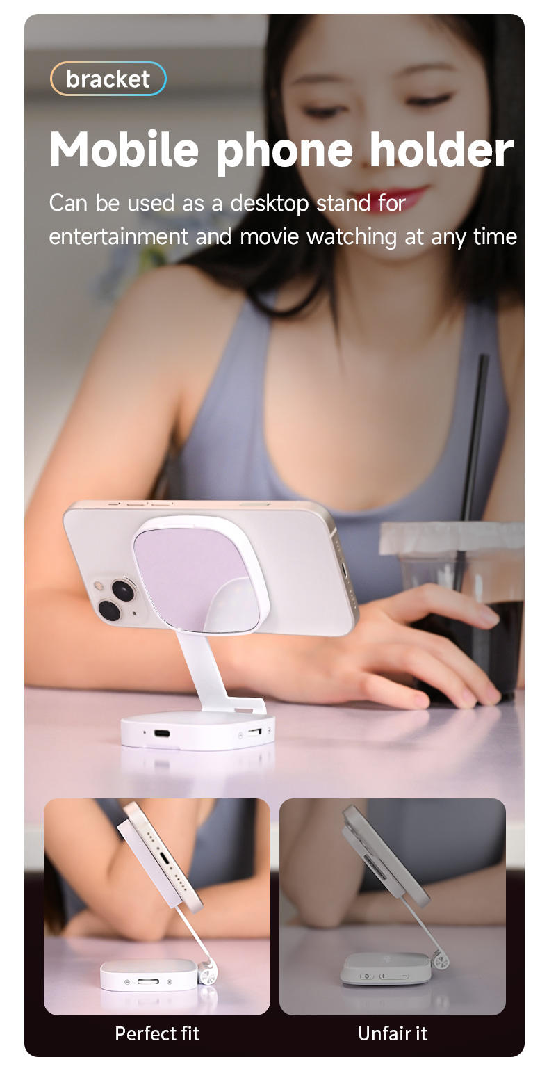 Lampe selfie LED magnétique avec rotation 360°, lumière douce et fixation stable. Idéale pour selfies, vidéos, TikTok et appels vidéo.